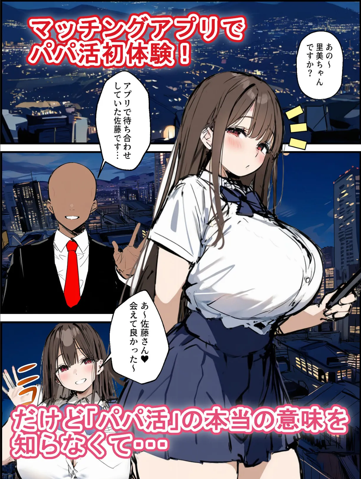 パパ活の意味を知らない天然ビッチ女子【単話】（2）モザイク版 3ページ